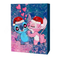 MINISO Stitch Adventskalender, Cartoon-Puppe, Weihnachtsatmosphäre, Dekorative Geschenke, Neujahr, 24 Tage, Countdown, Überraschung, Blindbox
