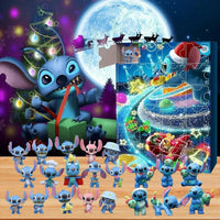 MINISO Stitch Adventskalender, Cartoon-Puppe, Weihnachtsatmosphäre, Dekorative Geschenke, Neujahr, 24 Tage, Countdown, Überraschung, Blindbox