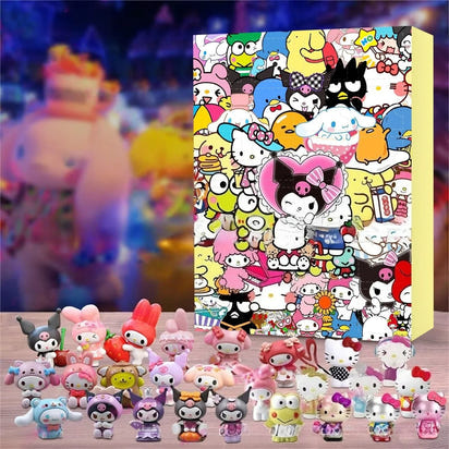 MINISO Stitch Adventskalender, Cartoon-Puppe, Weihnachtsatmosphäre, Dekorative Geschenke, Neujahr, 24 Tage, Countdown, Überraschung, Blindbox