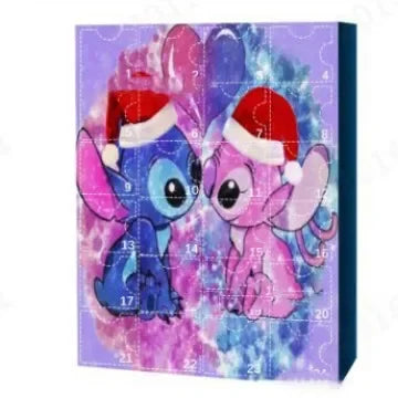 MINISO Stitch Adventskalender, Cartoon-Puppe, Weihnachtsatmosphäre, Dekorative Geschenke, Neujahr, 24 Tage, Countdown, Überraschung, Blindbox