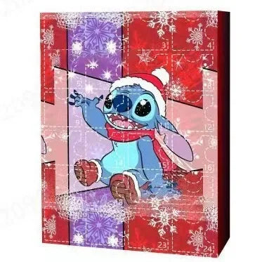 MINISO Stitch Adventskalender, Cartoon-Puppe, Weihnachtsatmosphäre, Dekorative Geschenke, Neujahr, 24 Tage, Countdown, Überraschung, Blindbox